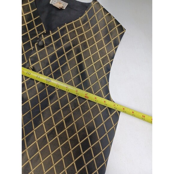 Vtg LAZIO COMO ITALY Classic Fit Vest Black Gold Argyle Diamon Pattern Sz M - Picture 7 of 9